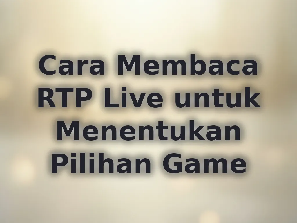 Cara Membaca RTP Live untuk Menentukan Pilihan Game